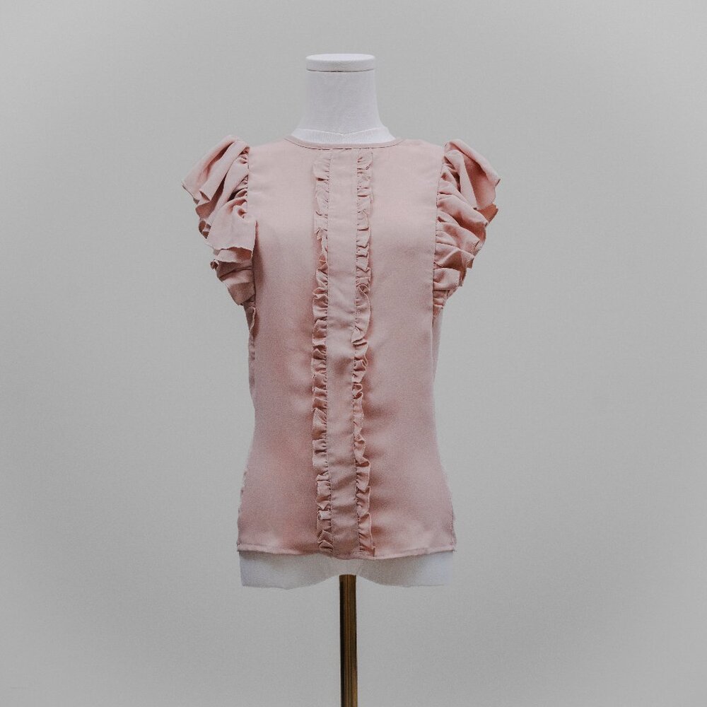 SHEIN Solid Ruffle Sleeve Top